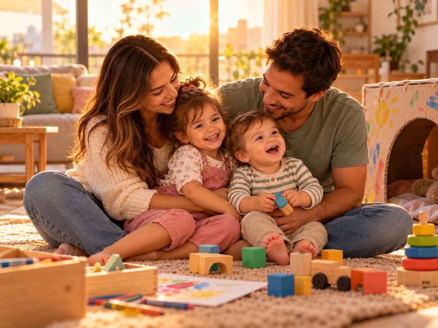 Familia jugando junta